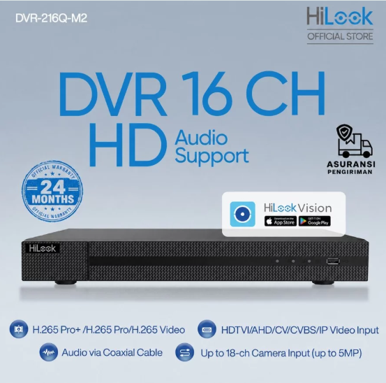 DVR Hilook 16 Channel 1920p/2mp H.265